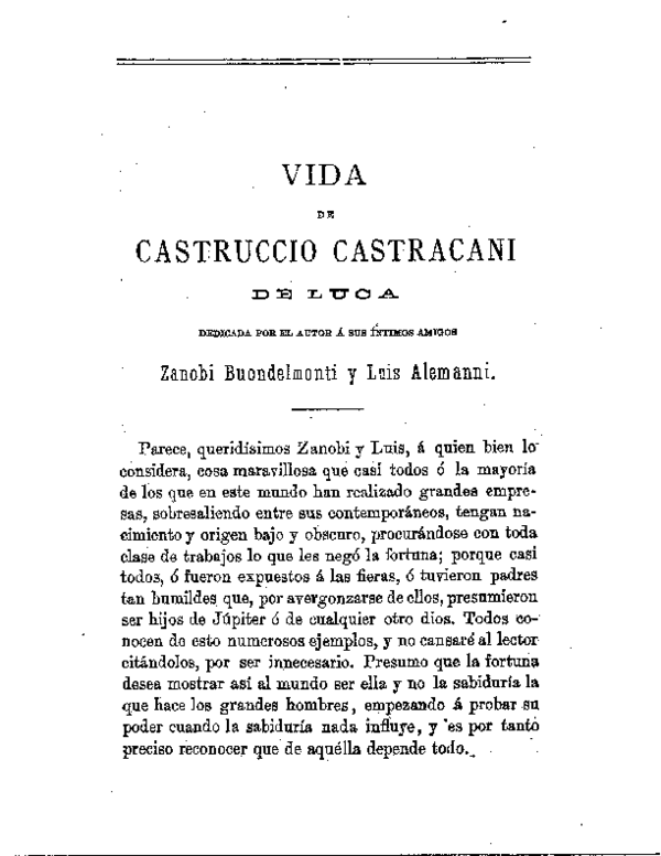 La Vie de Castruccio Castracani de Lucques